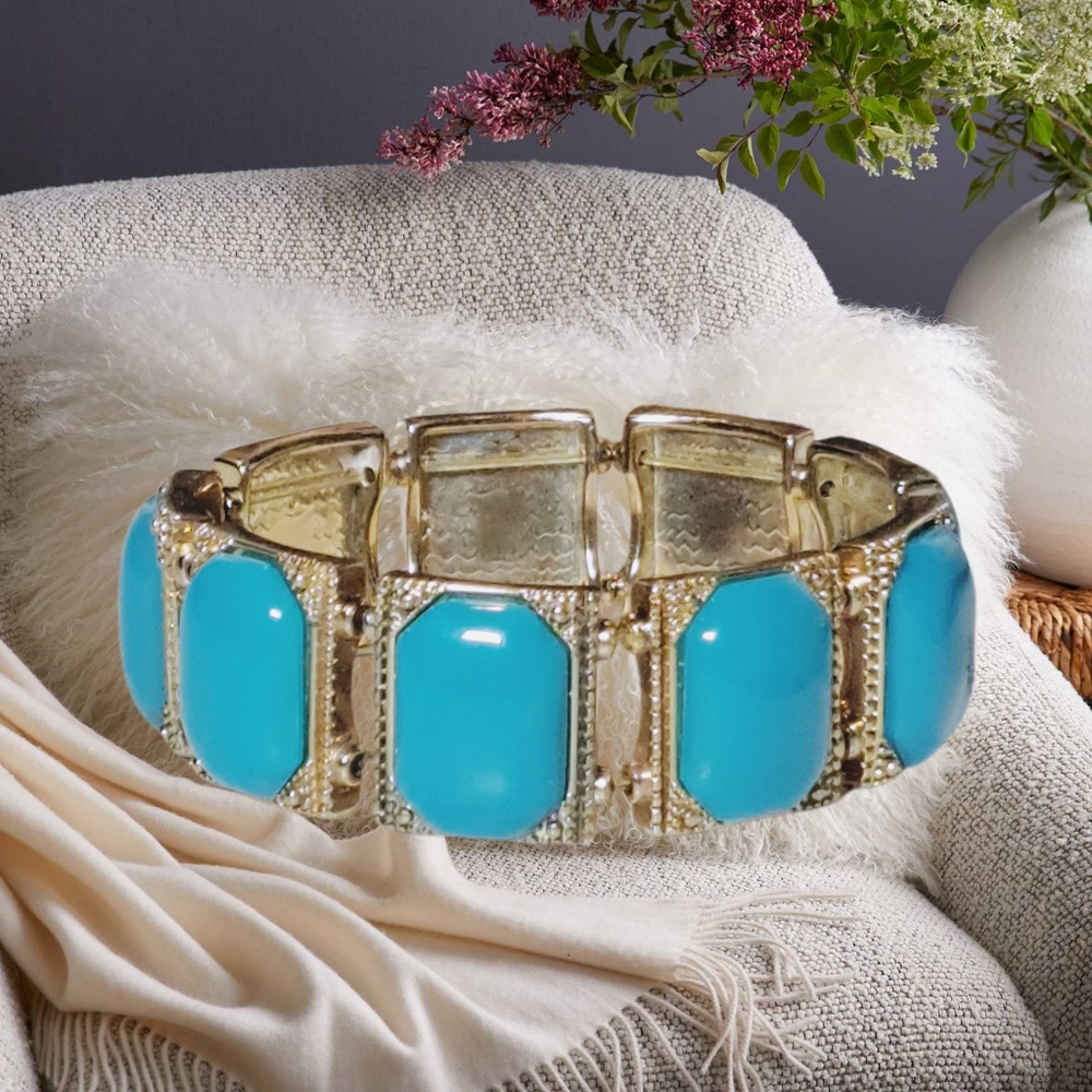 Gold & Blue Slip-on Bracelet